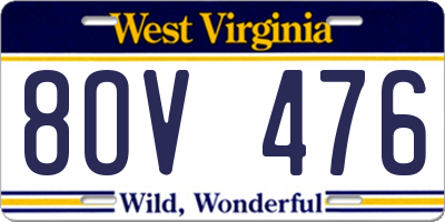 WV license plate 8OV476
