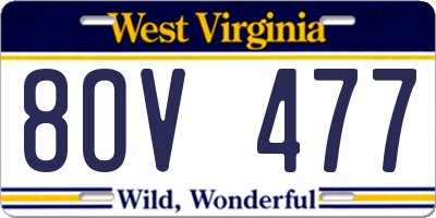 WV license plate 8OV477