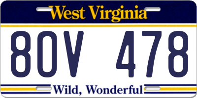 WV license plate 8OV478