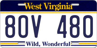 WV license plate 8OV480