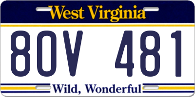 WV license plate 8OV481