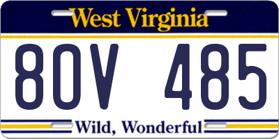 WV license plate 8OV485