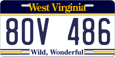 WV license plate 8OV486