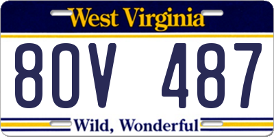 WV license plate 8OV487