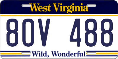 WV license plate 8OV488