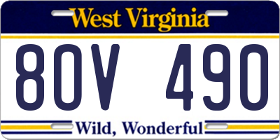 WV license plate 8OV490