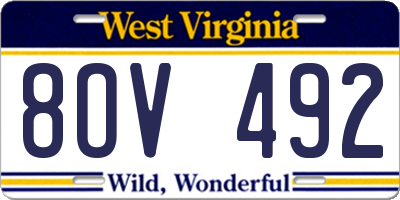 WV license plate 8OV492