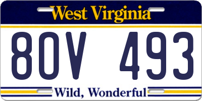 WV license plate 8OV493