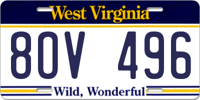 WV license plate 8OV496