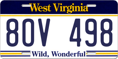 WV license plate 8OV498