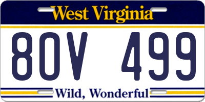 WV license plate 8OV499