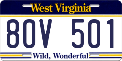 WV license plate 8OV501