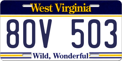 WV license plate 8OV503