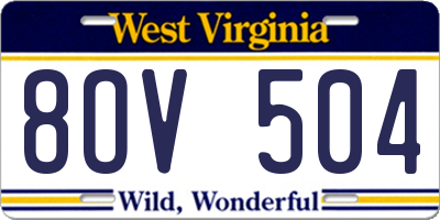 WV license plate 8OV504
