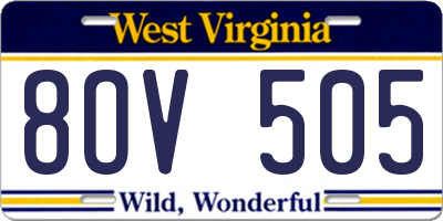 WV license plate 8OV505