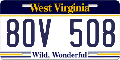 WV license plate 8OV508