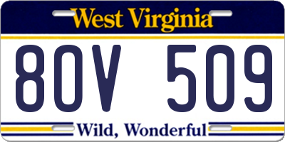 WV license plate 8OV509