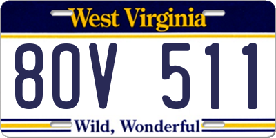 WV license plate 8OV511