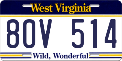 WV license plate 8OV514