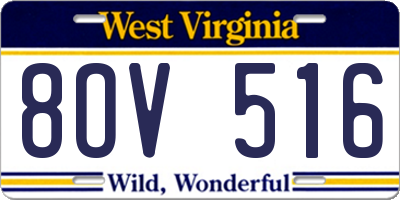 WV license plate 8OV516
