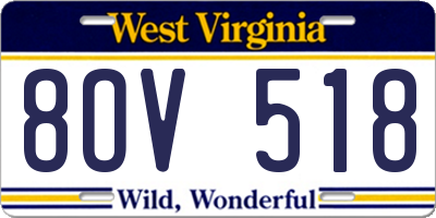 WV license plate 8OV518