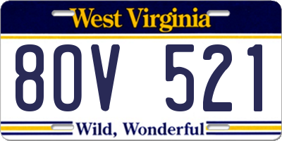 WV license plate 8OV521