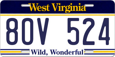 WV license plate 8OV524