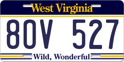 WV license plate 8OV527