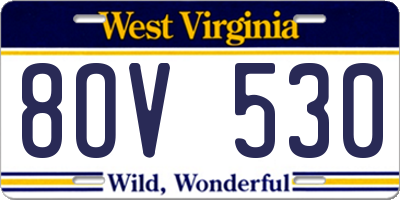 WV license plate 8OV530