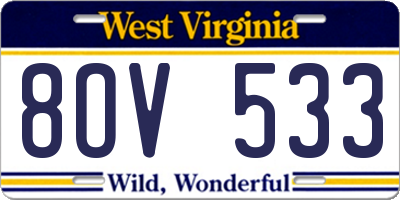 WV license plate 8OV533