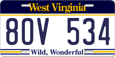 WV license plate 8OV534