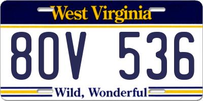 WV license plate 8OV536