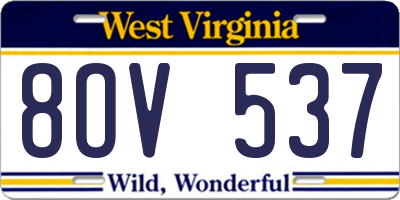 WV license plate 8OV537