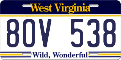 WV license plate 8OV538