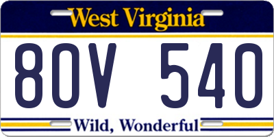 WV license plate 8OV540