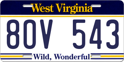 WV license plate 8OV543