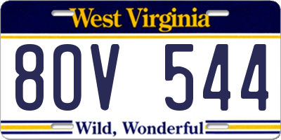 WV license plate 8OV544