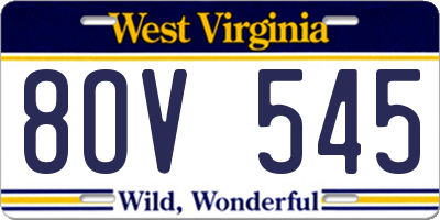 WV license plate 8OV545