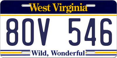 WV license plate 8OV546