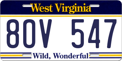 WV license plate 8OV547