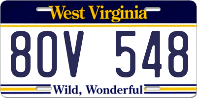 WV license plate 8OV548