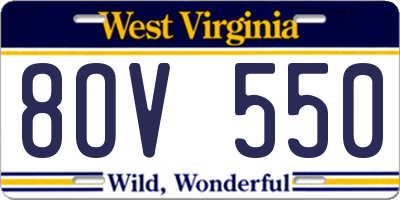 WV license plate 8OV550
