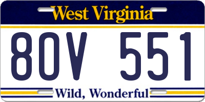 WV license plate 8OV551