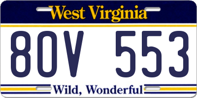 WV license plate 8OV553