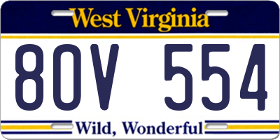 WV license plate 8OV554