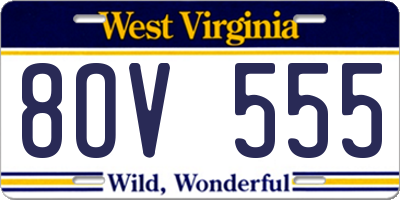 WV license plate 8OV555