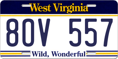 WV license plate 8OV557