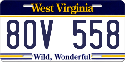WV license plate 8OV558
