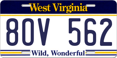 WV license plate 8OV562