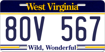WV license plate 8OV567